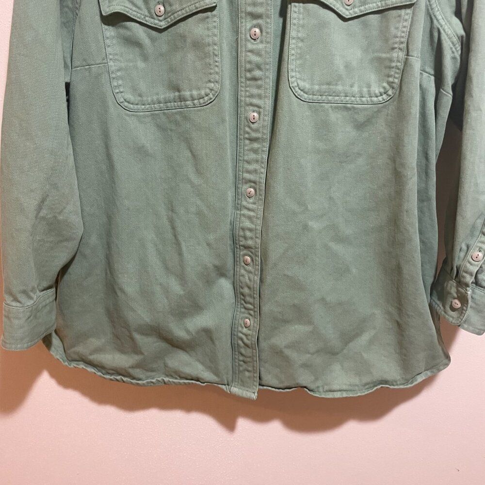 Madewell Size 2X Plus Garment-Dyed Twill Shirt Jacket Shacket Button Down Green - Picture 3 of 12